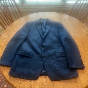 Lauren Ralph Lauren Mens Wool Blend Blue Herringbone  Blazer Sports Coat 44L
